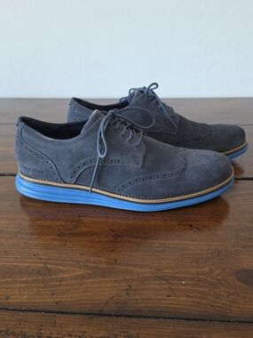 Cole Haan Men's OriginalGrand Blue Suede Wingtip Oxfords Size 11 NWT